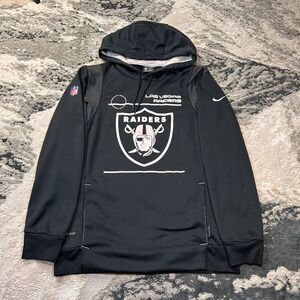 Nike Dri Fit Hoodie Mens S Black Fleece Lined Las Vegas Raiders NFL Sports Wear